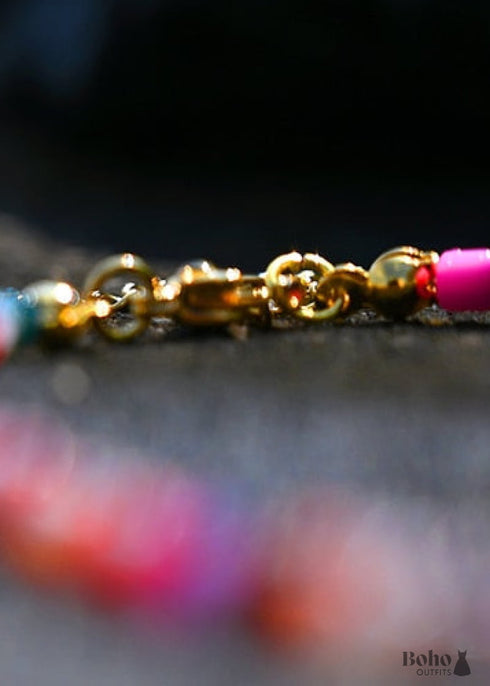 Boho Necklace, Seed Bead Choker, Pearl Heart